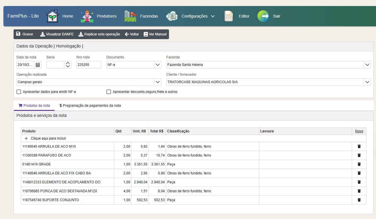 Tela de Cadastro de Compra